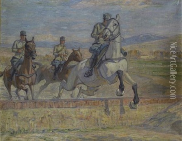 Artiglieri A Cavallo Oil Painting - Luigi Gioli