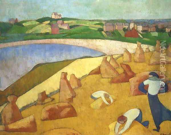 Harvest by the Sea Oil Painting - Emile Bernard