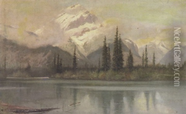 Rocky Mountain Lake Oil Painting - Frederic Marlett Bell-Smith