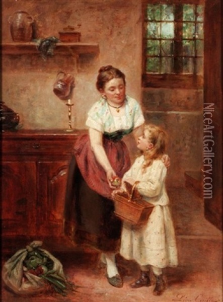 Going To School Oil Painting - Leon Emile Caille