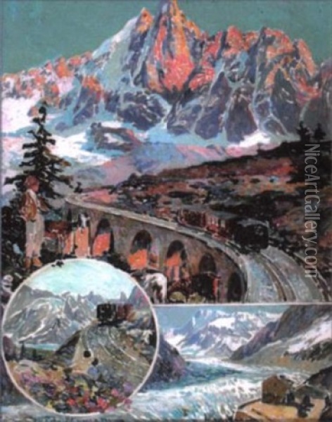 Projet D'affiche Pour Le Train Chamonix-montervers Oil Painting - David Dellepiane