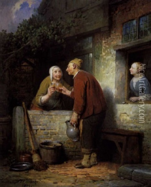 Gezondheid! Oil Painting - Ferdinand de Braekeleer the Elder