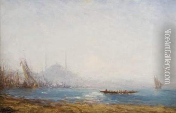 Mosquee Sur La Corne D'or A Constantinople. Oil Painting - Felix Ziem