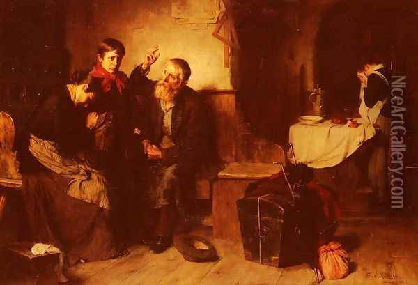 Depart De La Famille (Departure Of The Family) Oil Painting - Toby Edward Rosenthal