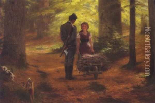 Der Verliebte Forster Oil Painting - Wilhelm Simmler