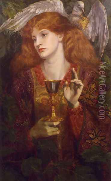 The Damsel of the Sanct Grael I Oil Painting - Dante Gabriel Rossetti