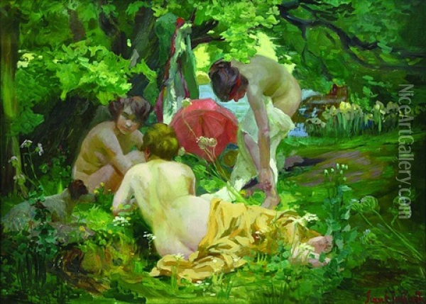 Summer Afternoon Oil Painting - Frantisek Jakub