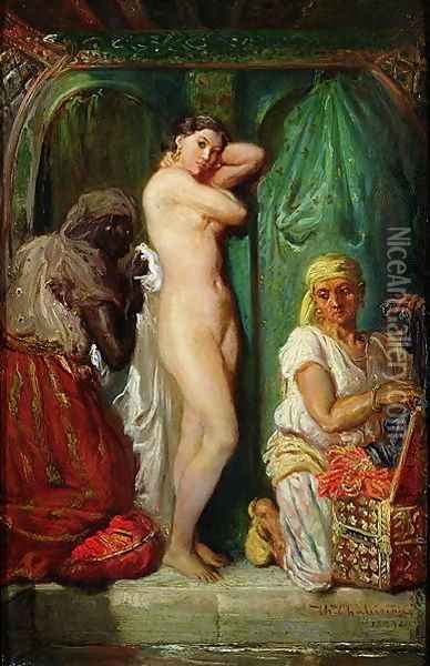 The Bath in the Harem 1849 Oil Painting - Francis Cotes