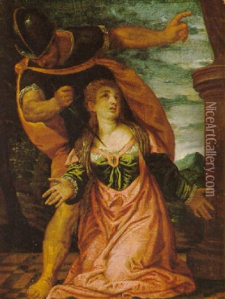 Martirio Di Santa Lucia Oil Painting - Carlo Caliari