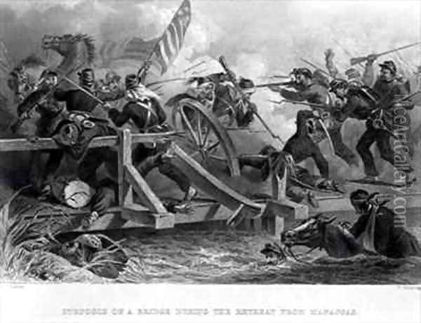 Struggle on a Bridge During the Retreat from Manassas Oil Painting - Felix Octavius Carr Darley
