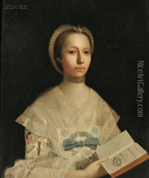Portrait Of A Lady Holding A Book Of Verse Oil Painting - Allan Ramsay