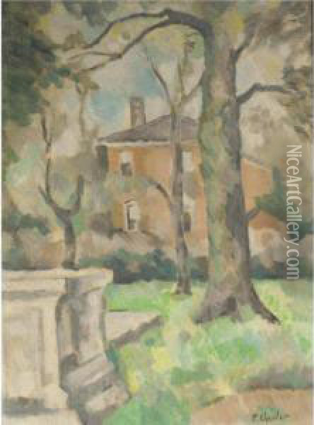 View Of A House Through A Wooded Garden Oil Painting - Ernst Oppler