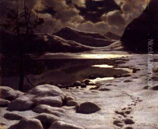 Moonlight in Winter Oil Painting - Ivan Fedorovich Choultse