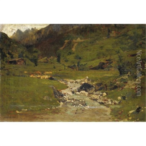 Il Ruscello Oil Painting - Guglielmo Ciardi
