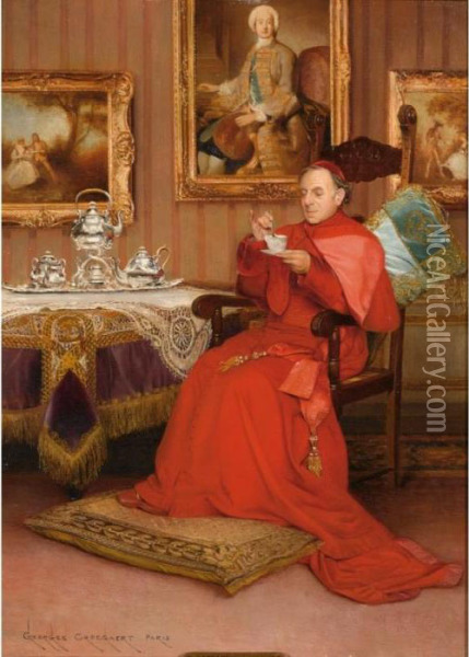 Tea Time Oil Painting - Georges Croegaert