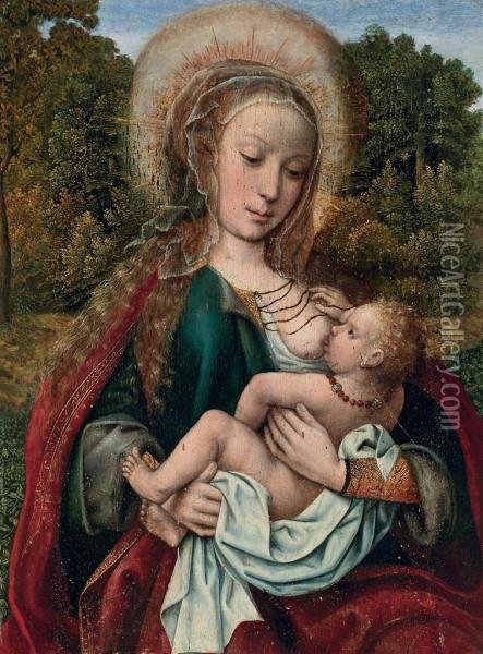 The Virgin And Child In A Garden Oil Painting - The Master Of Frankfurt