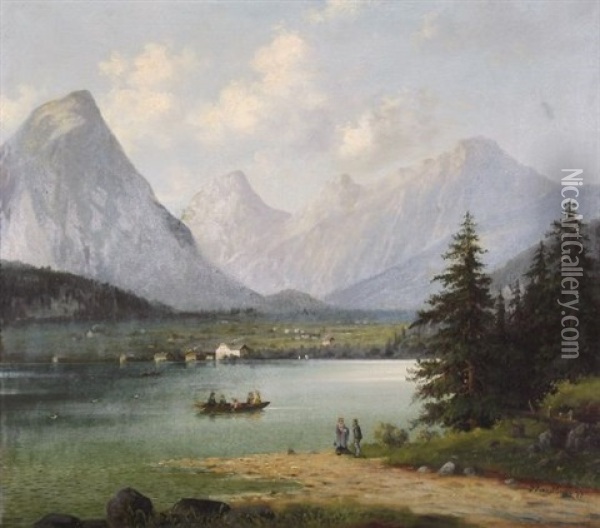 Vierwaldstadtersee Mit Ausfluglern Oil Painting - Jacobus Johannes Van Poorten
