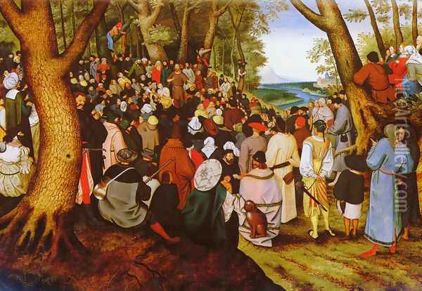 A LandScape With Saint John The Baptist Preaching Oil Painting - Pieter The Younger Brueghel