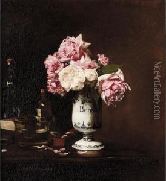 Vase De Fleurs Oil Painting - Edouard Dantan