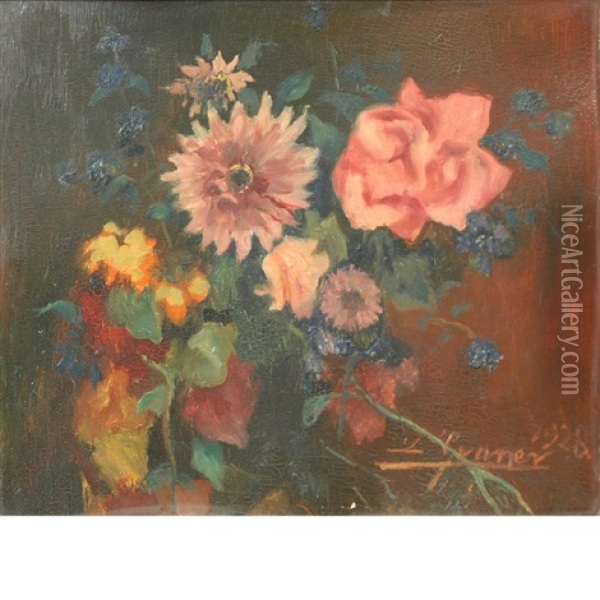 Still Life Of Flowers Oil Painting - Luis Graner y Arrufi