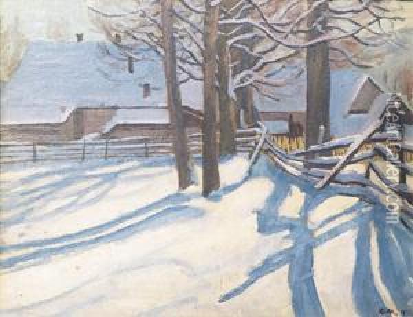 Zima Na Wsi Oil Painting - Artur Klar
