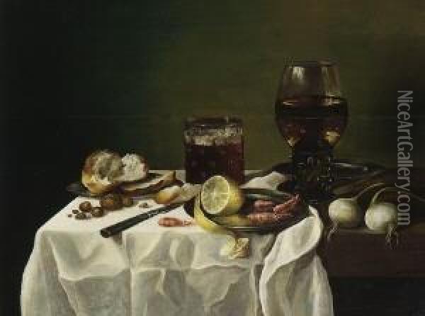 Fruhstucksstillleben: Oil Painting - Jacob Fopsen van Es