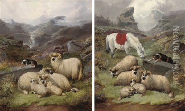 Scene In Glen Nevis, Scotland (+ Scene In Glen Ogle, Scotland; Pair) Oil Painting - John Barker