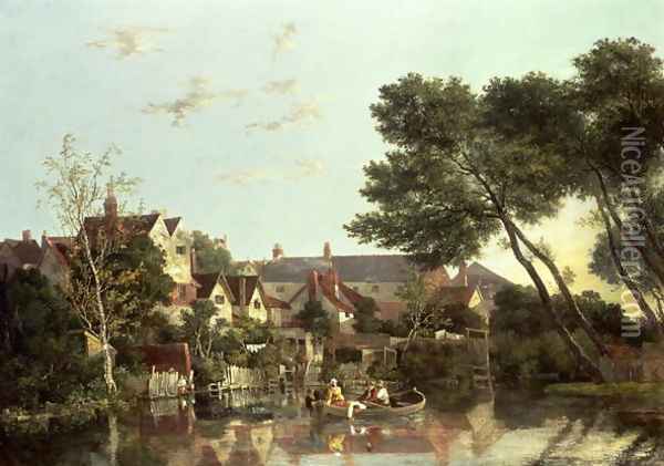 Norwich River, Afternoon, c.1812-19 Oil Painting - John Crome