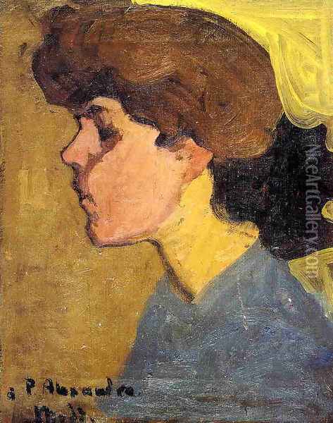 Woman's Head in Profile Oil Painting - Amedeo Modigliani