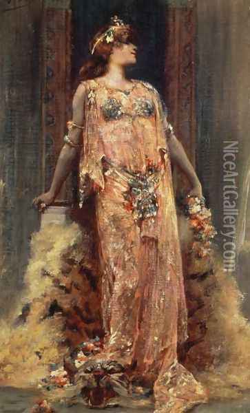 Sarah Bernhardt (1844-1923) in the role of Cleopatra Oil Painting - Georges Jules Victor Clairin