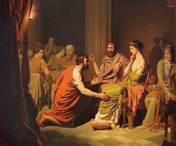 Odysseus I Kong Alkinoos Palads Oil Painting - August Malmstroem