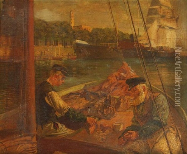 Zwei Fischer Auf Ihrem Boot Oil Painting - Karl Behm