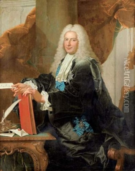 Portrait De Philibert Orry,1689-1747, Controleur General Des Finances Et Directeur General Des Batiments Du Roi Oil Painting - Hyacinthe Rigaud