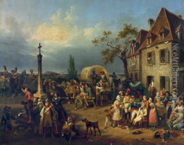 Napoleonische Soldaten In Einem Feldlazarett Bei Einem Gasthaus Oil Painting - Hippolyte Lecomte