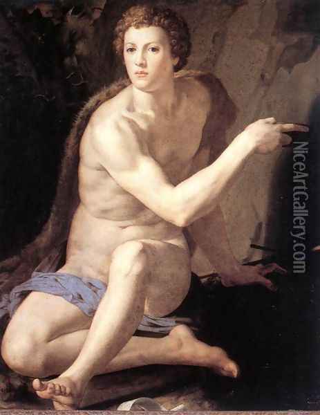 St John the Baptist 1550-55 Oil Painting - Agnolo Bronzino