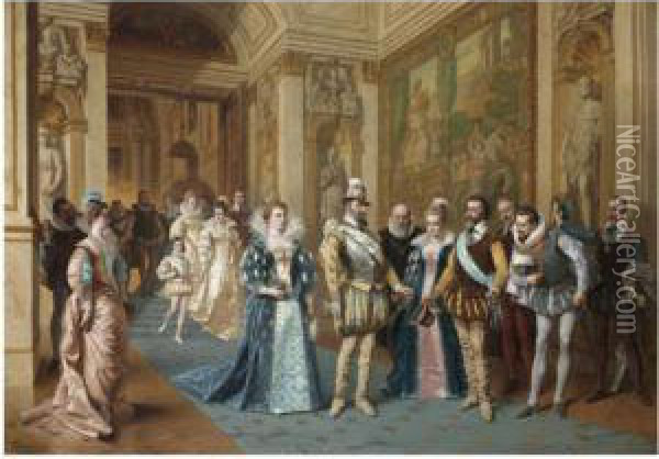 Henri Iv And Marie De Medicis Oil Painting - Ladislaus Bakalowicz