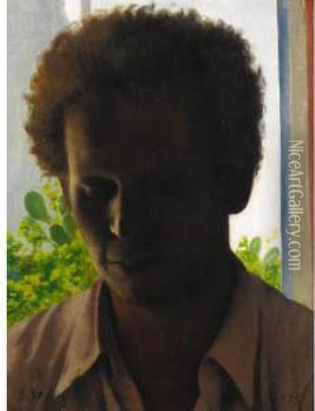 Portrait Of A Man Against The Light Oil Painting - Arthur Segal