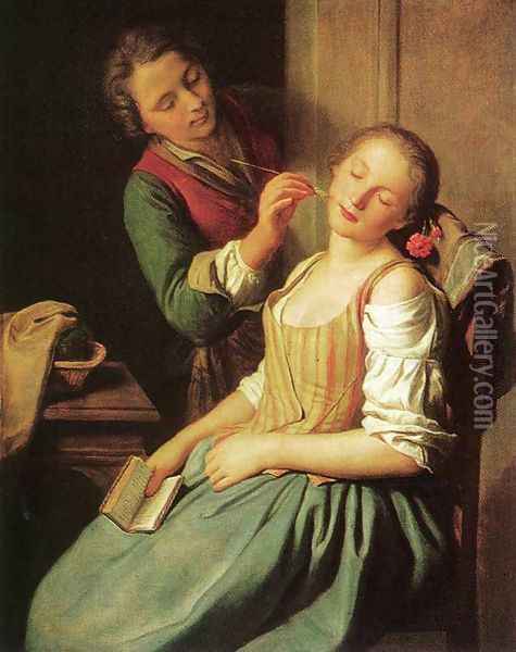 Sleeping Girl Oil Painting - Pietro Antonio Rotari