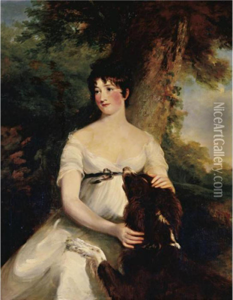 Portrait Of Louisa, Lady Bagot Oil Painting - William Owen