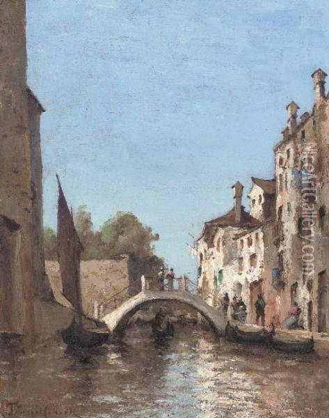A Venetian Canal Oil Painting - Paul Trouillebert