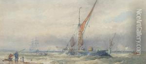 A Yawl In Shallow Water Oil Painting - Walter William May