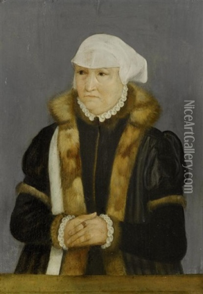 Portrat Einer Dame Mit Pelzkragen Oil Painting - Hans Holbein the Younger