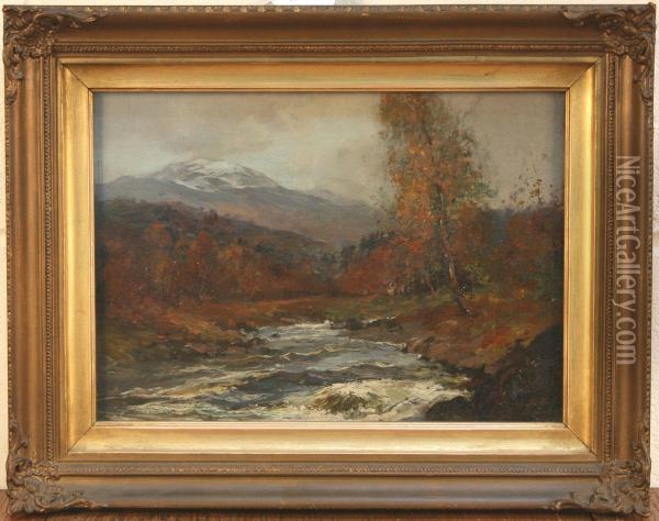 Highland Landscape With River And Forest Oil Painting - Archibald Kay