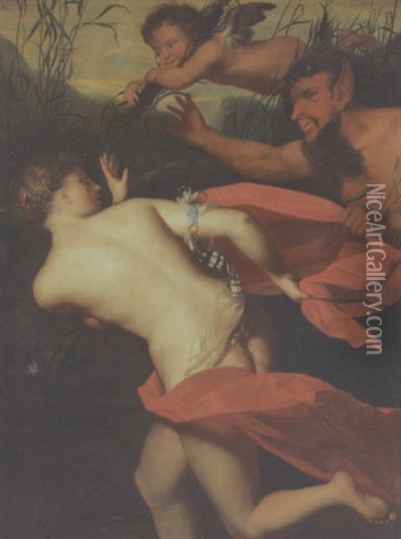 Liebesspiel Von Faun Und Nymphe Oil Painting - Abraham van Diepenbeeck