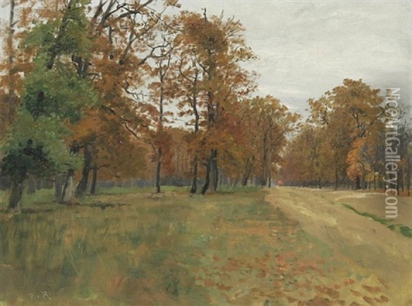 Waldweg, Herbstliche Impression Oil Painting - Paul von Ravenstein