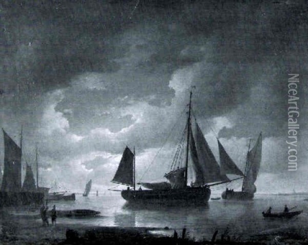 Marine Au Soleil Couchant Oil Painting - Remigius Adrianus van Haanen
