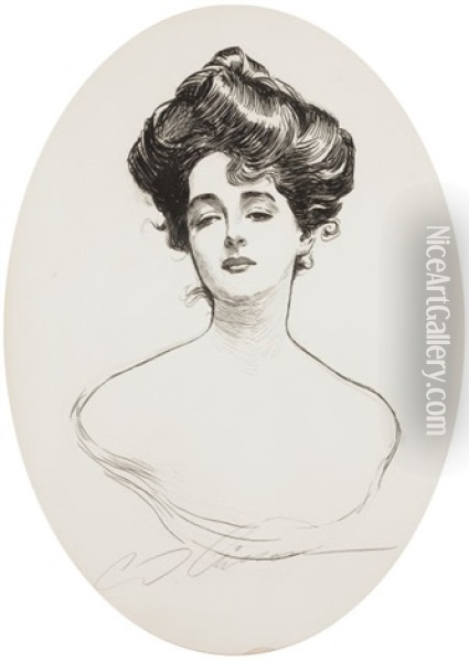 Gibson Girl, A Widow And Her Friends, Book Cover Oil Painting - Charles Dana Gibson