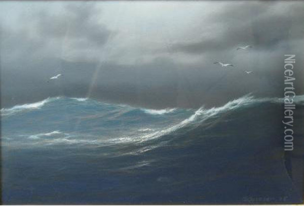 Rough Seas At Dusk Oil Painting - Carl Kenzler