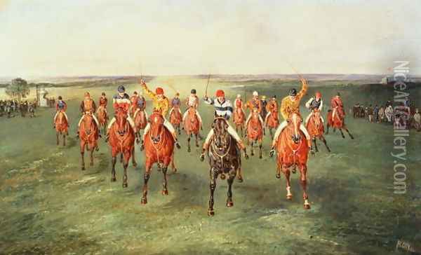 The Finish of the Two Thousand Guineas at Newmarket Oil Painting - Samuel Henry Gordon Alken