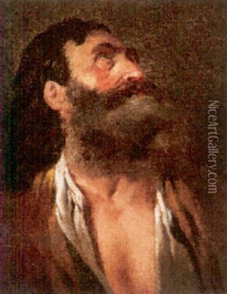 Study Of A Bearded Man Oil Painting - Louis Jean-Jacques Durameau